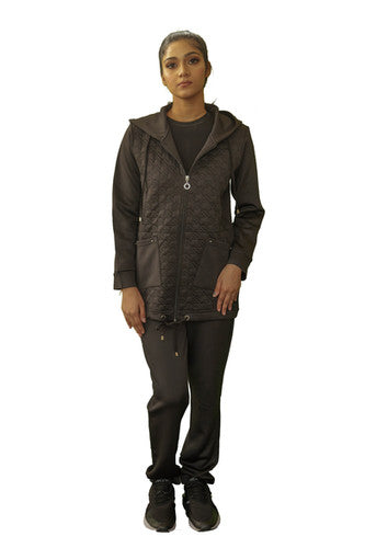 Black Quilted Hooded Tracksuit | ma-vie.in