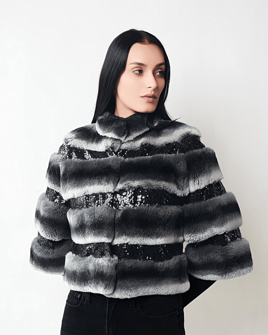 Black & White Bolero with Sequins