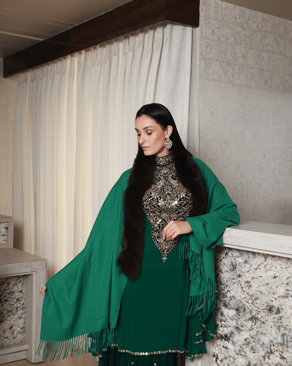 Green Cashmere Shawl