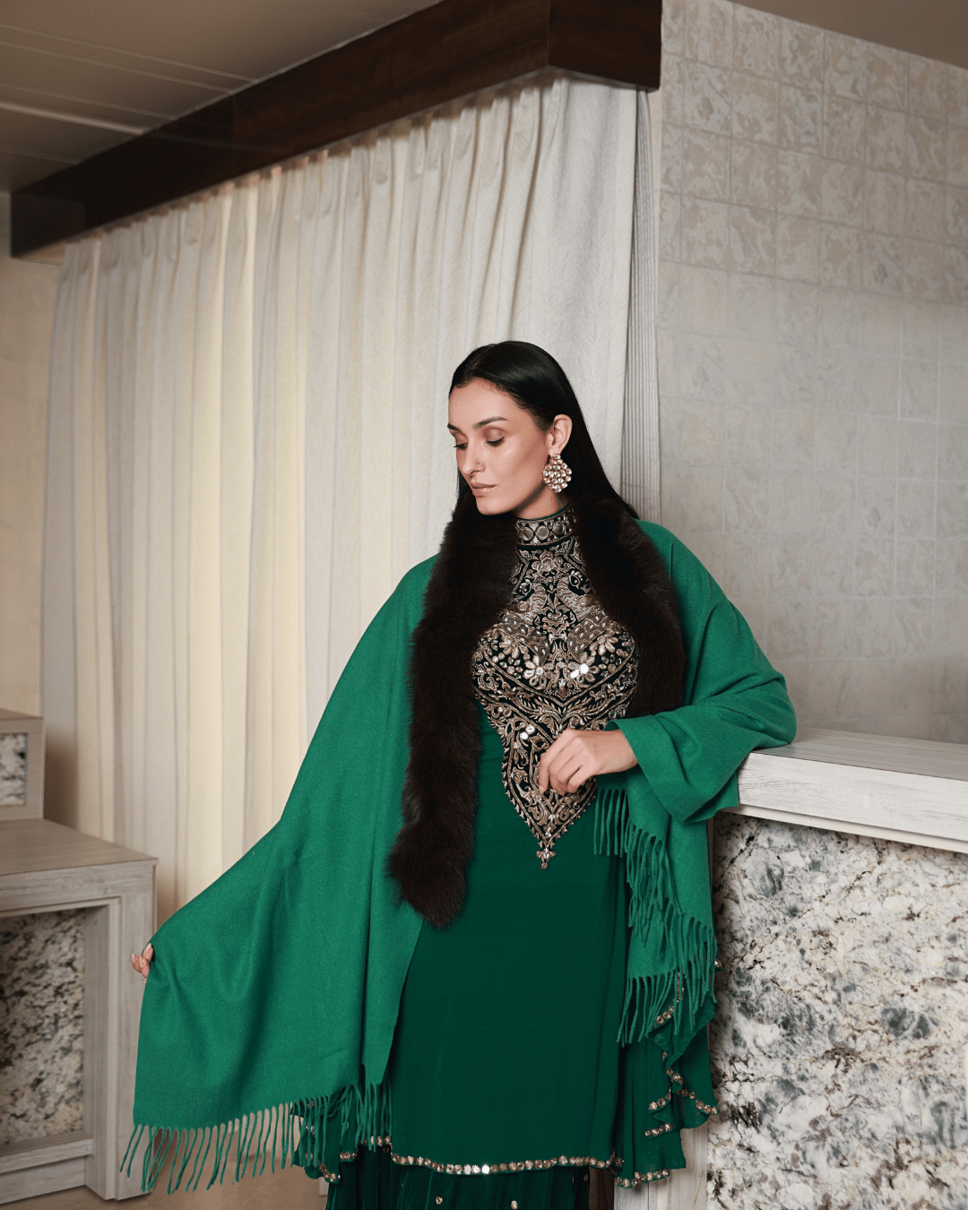 Green Cashmere Shawl