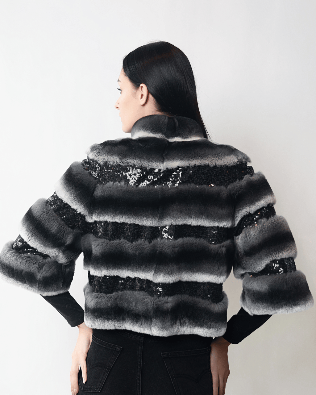 Black & White Bolero with Sequins