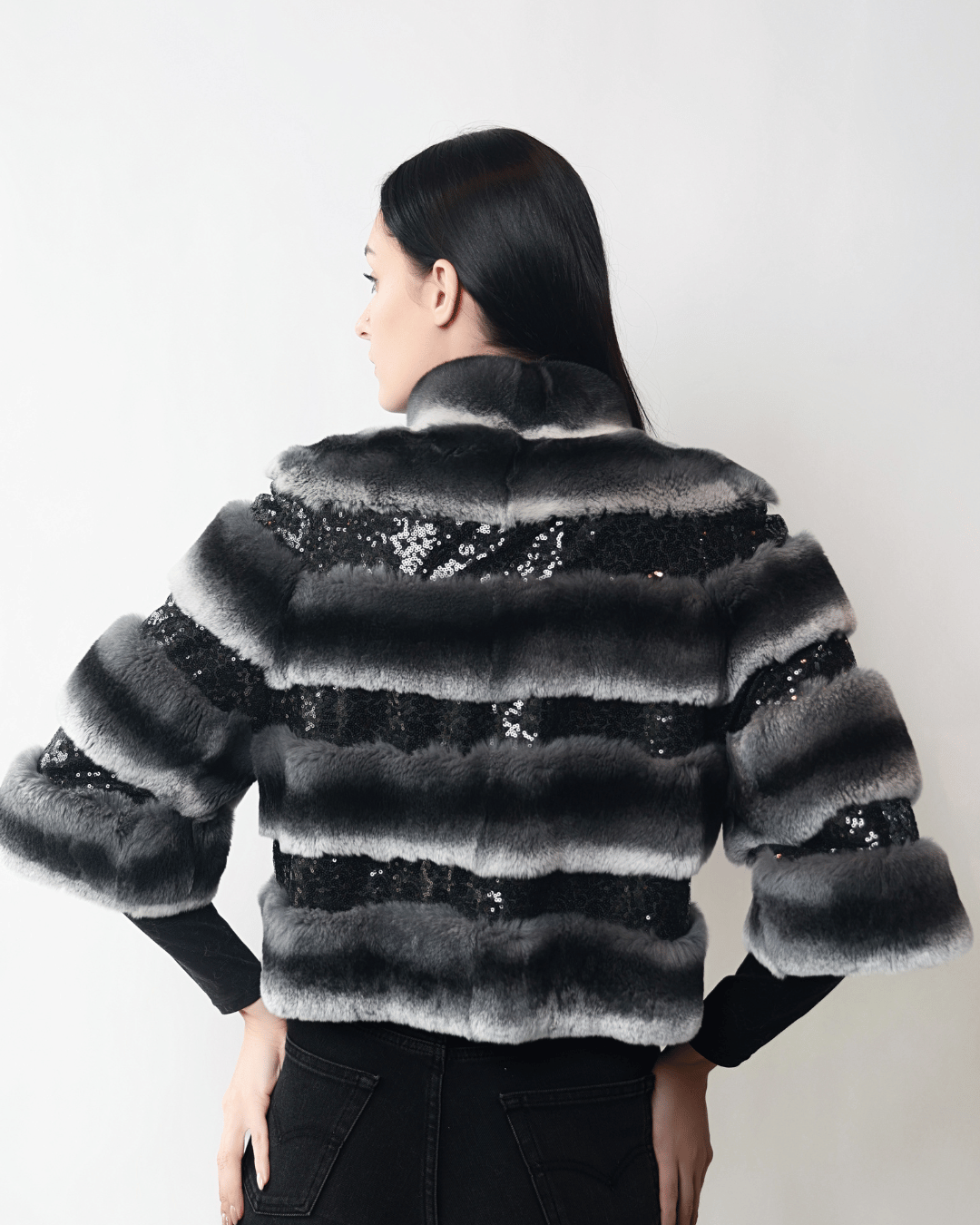 Black & White Bolero with Sequins