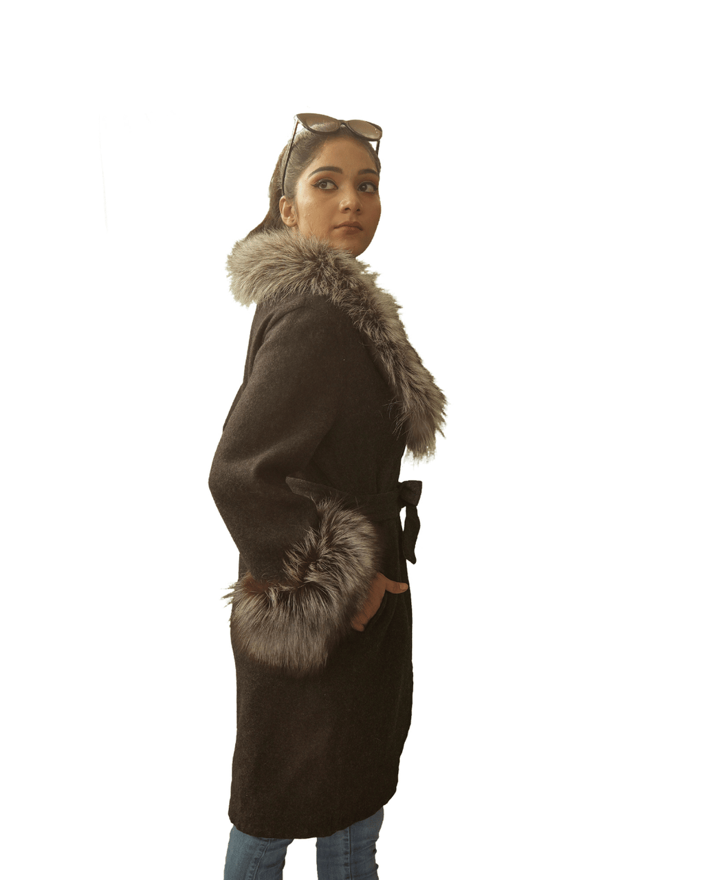 Long Cashmere Coat with Arjante Collar