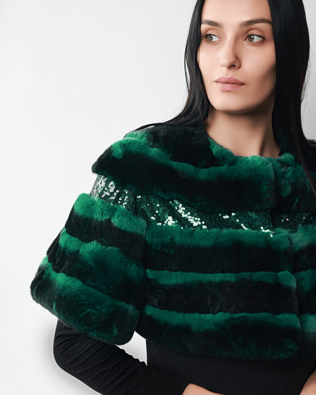 Emerald Green Short Bolero with Sequins