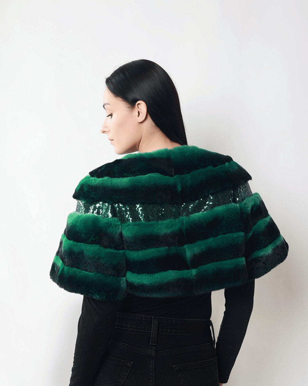 Emerald Green Short Bolero with Sequins