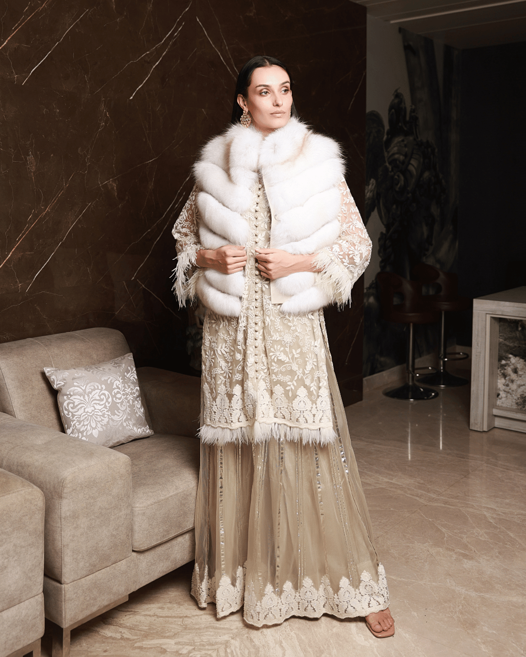 White Vest With Leather