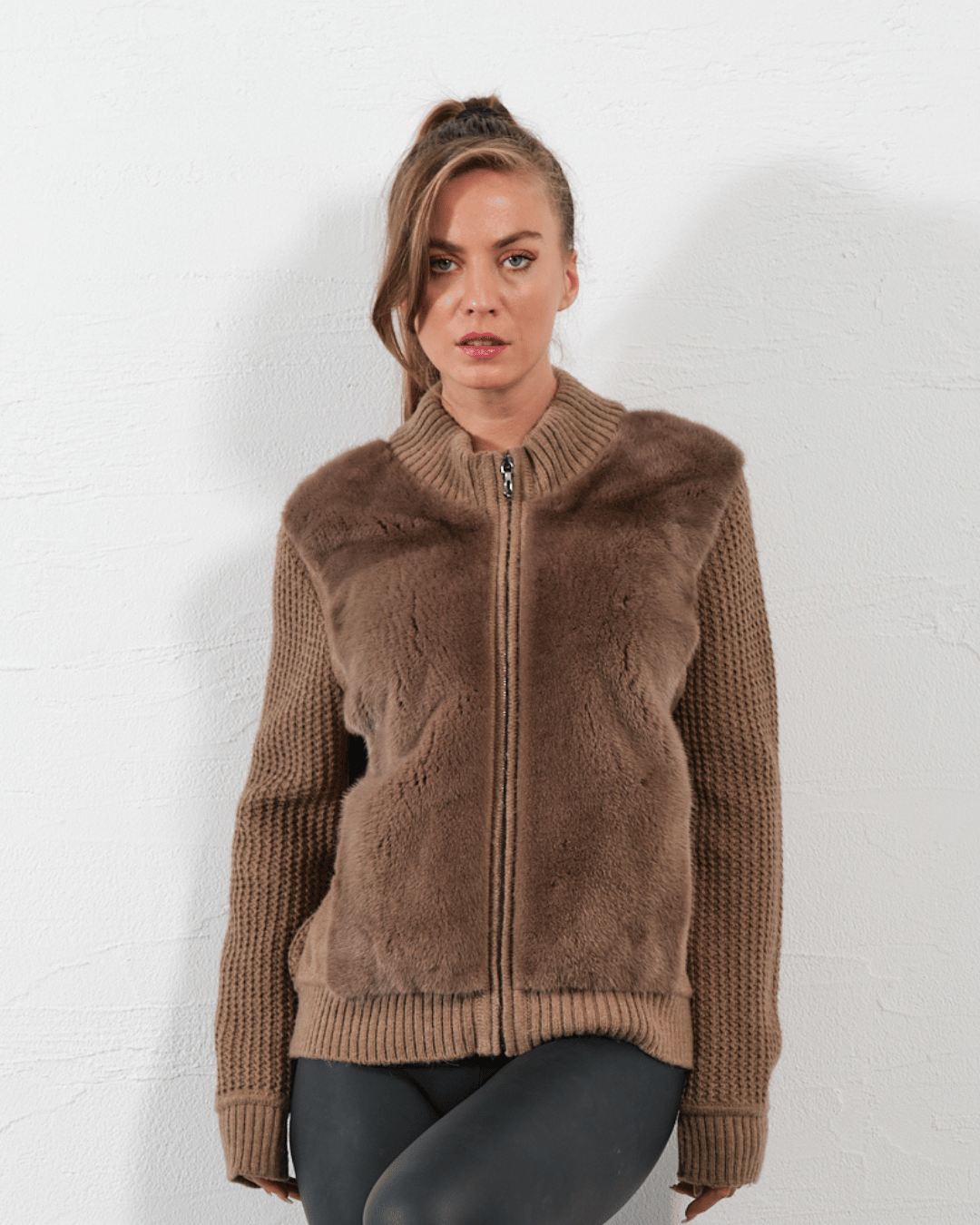 Brown Knitwear Jacket