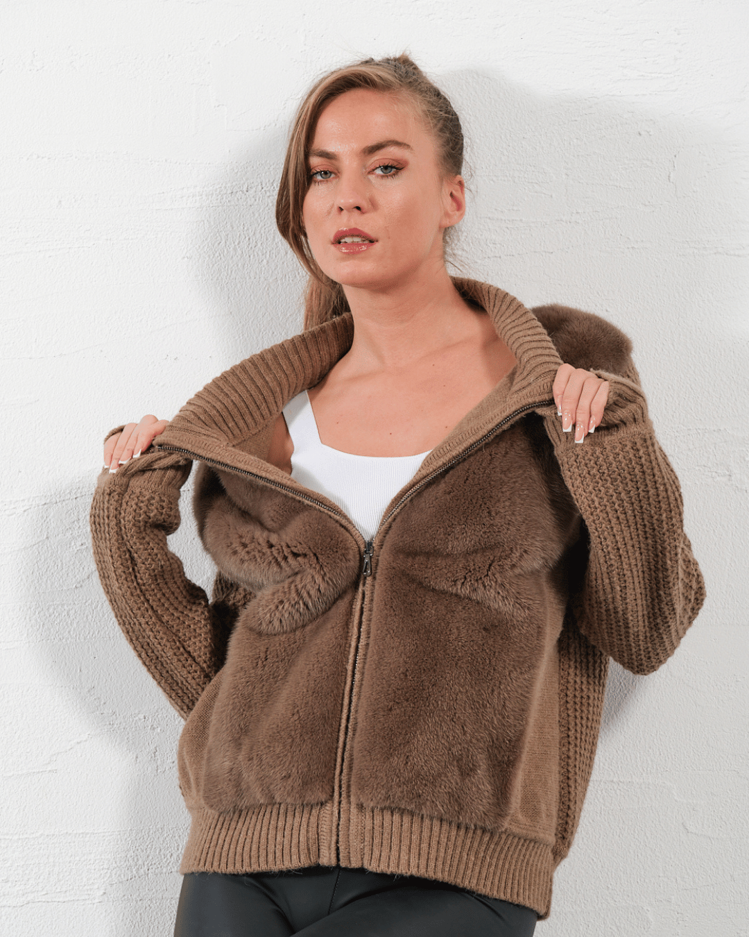 Brown Knitwear Jacket