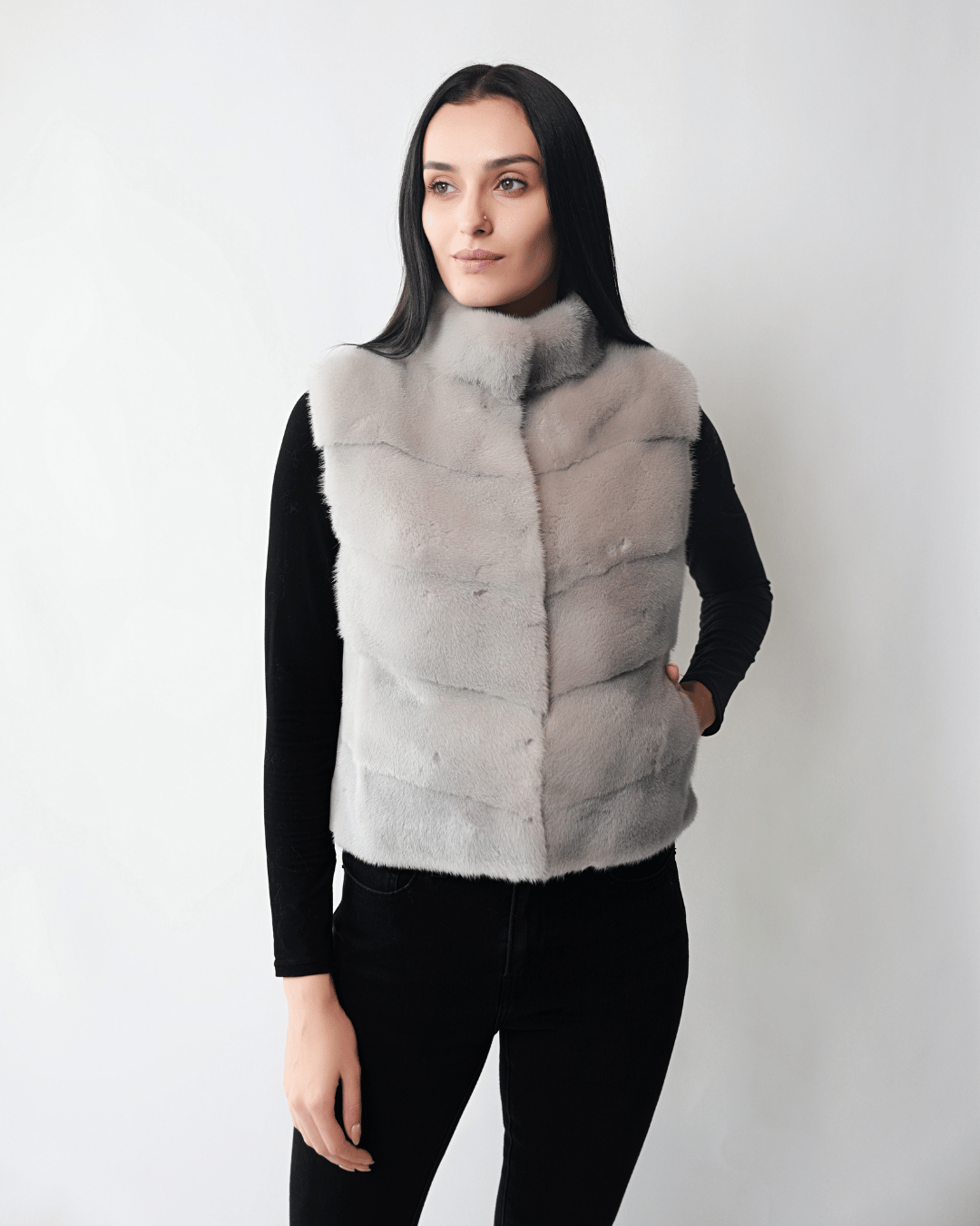Grey Vest With Leather