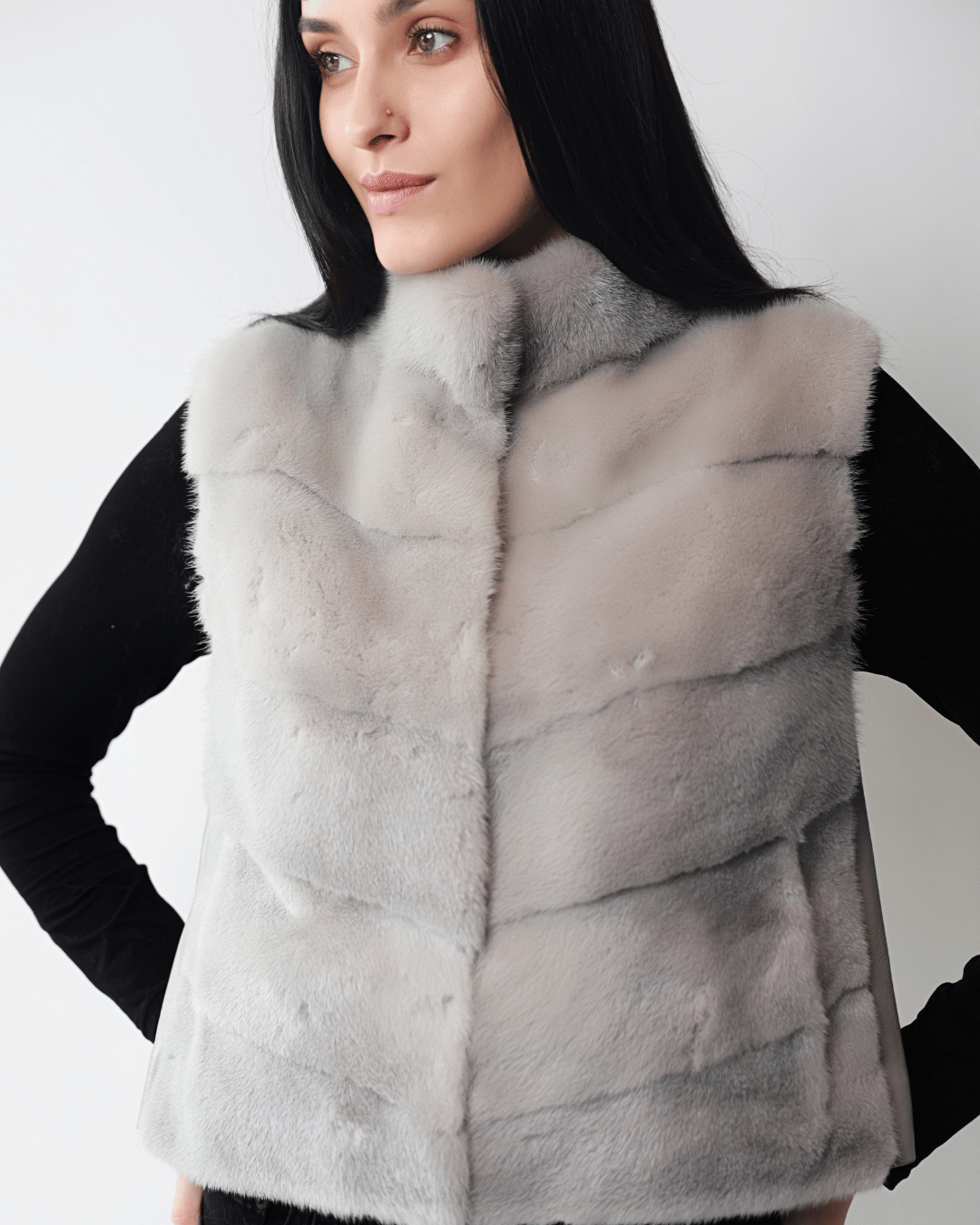 Grey Vest With Leather