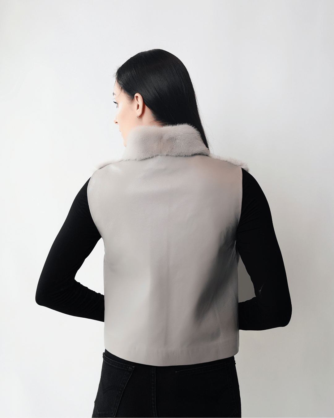 Grey Vest With Leather