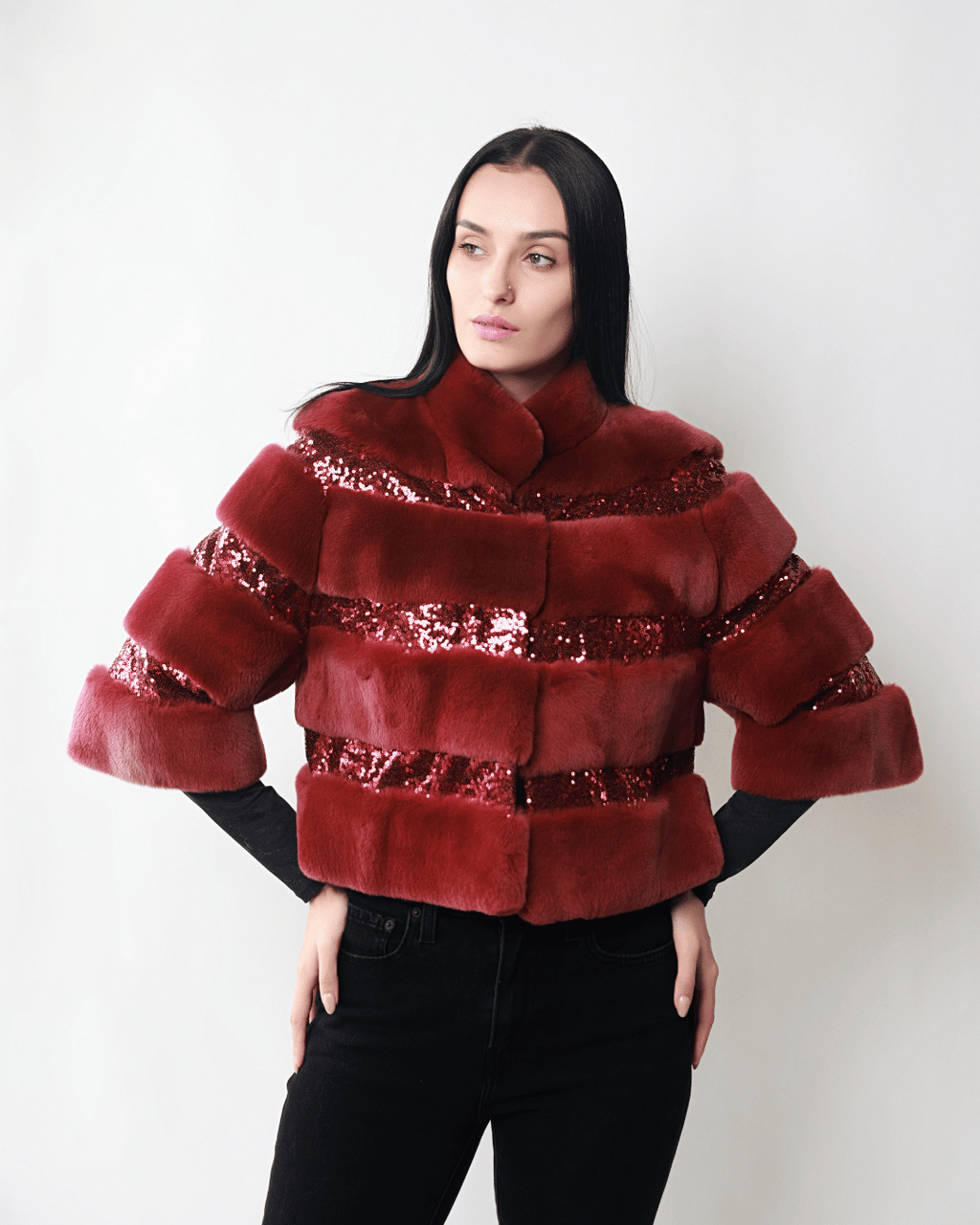 Burgendy Bolero with Sequins