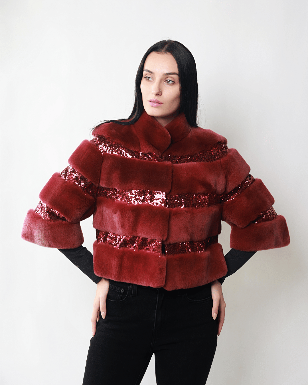 Burgendy Bolero with Sequins