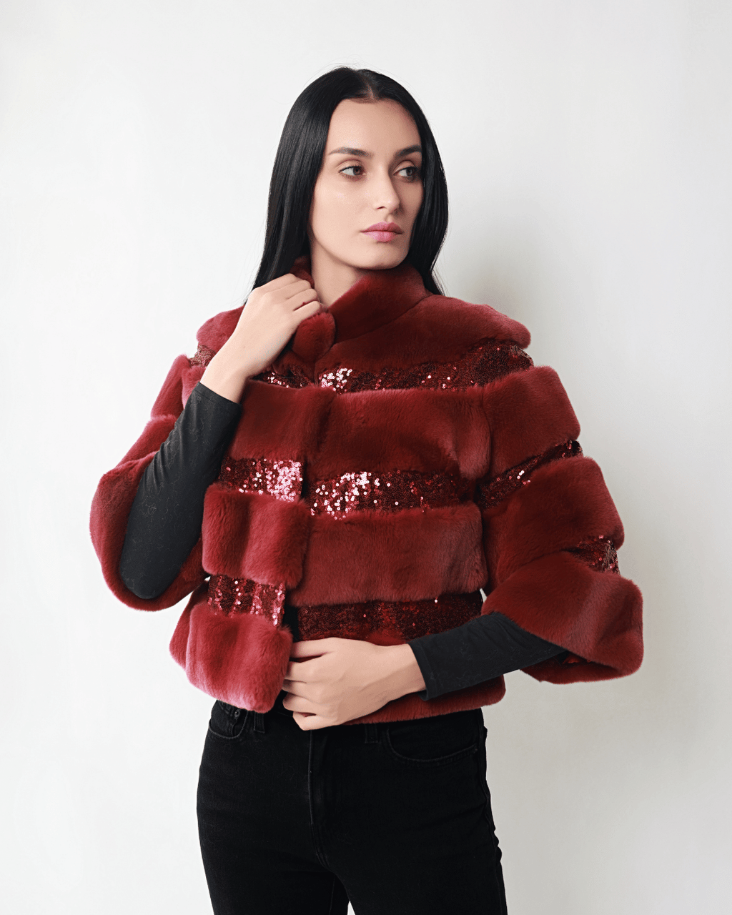 Burgendy Bolero with Sequins