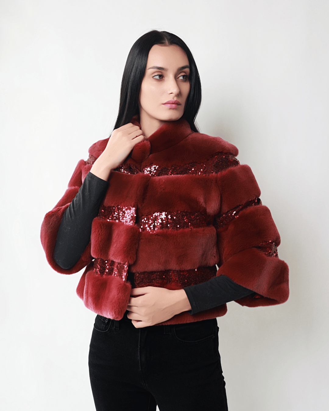 Burgendy Bolero with Sequins