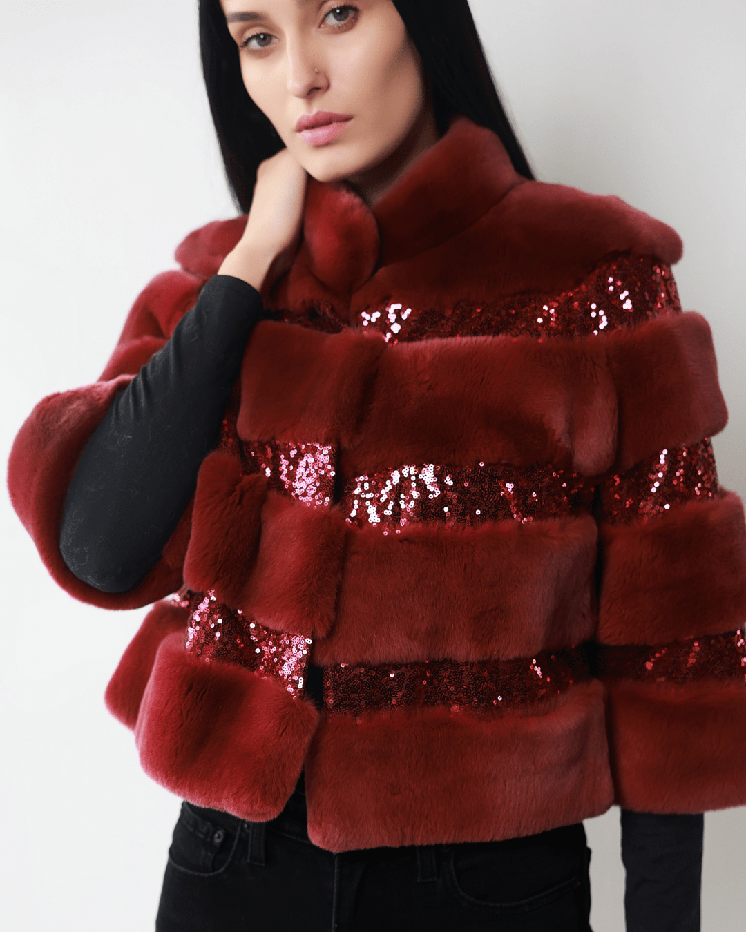 Burgendy Bolero with Sequins