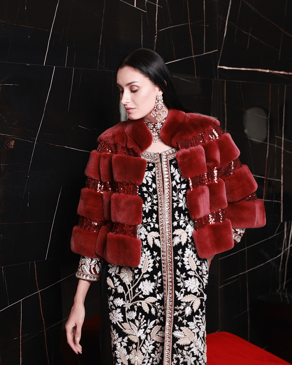 Burgendy Bolero with Sequins