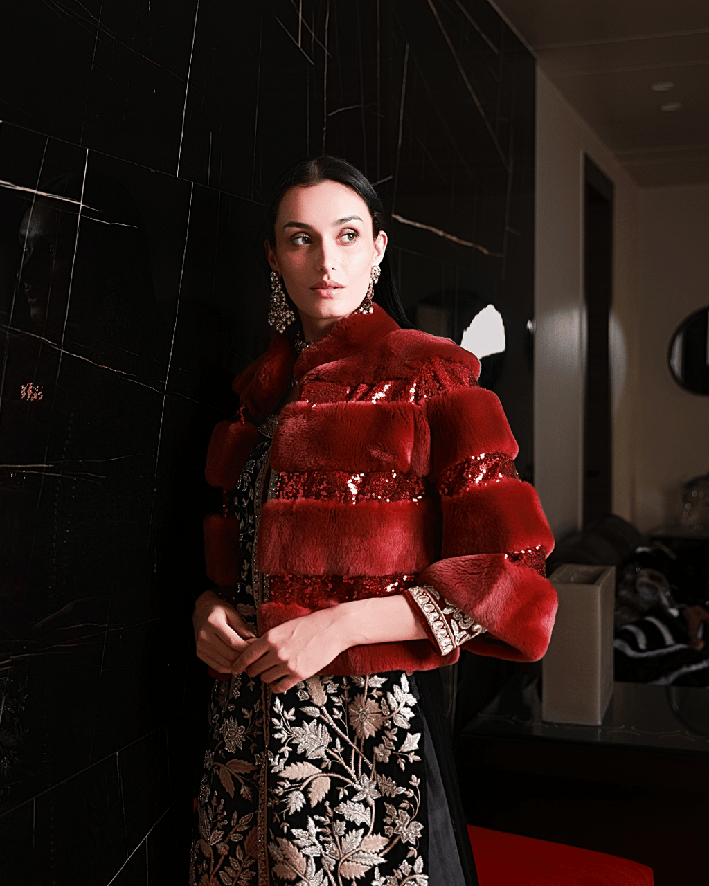 Burgendy Bolero with Sequins