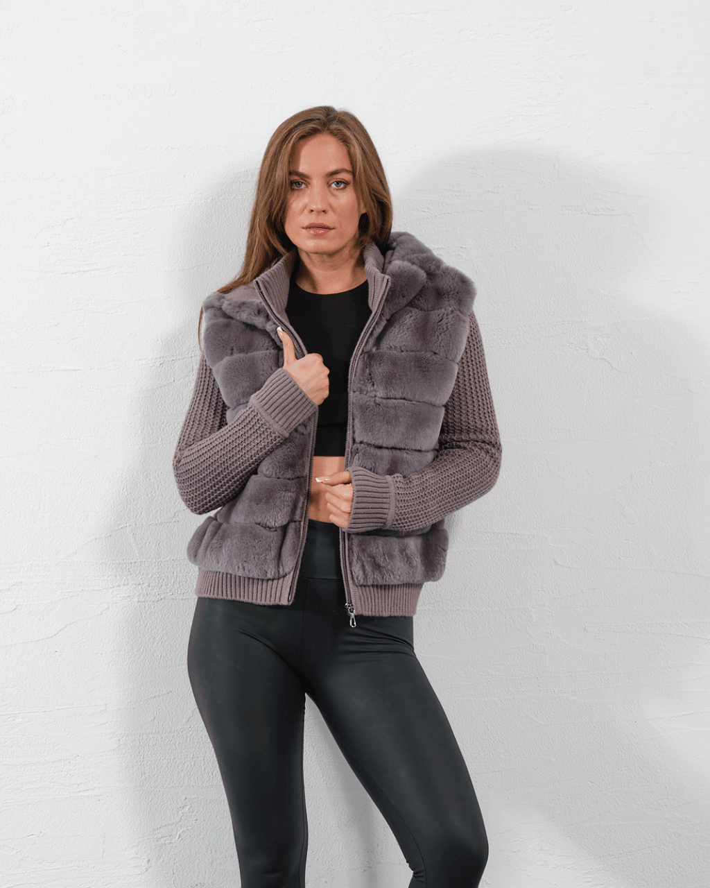 Steel Gray Knitwear Hooded