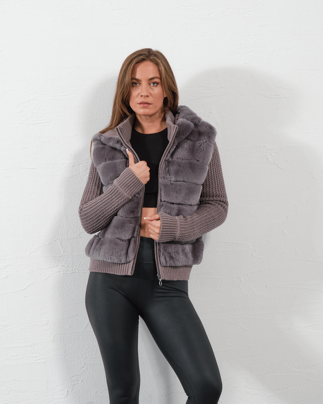 Steel Gray Knitwear Hooded