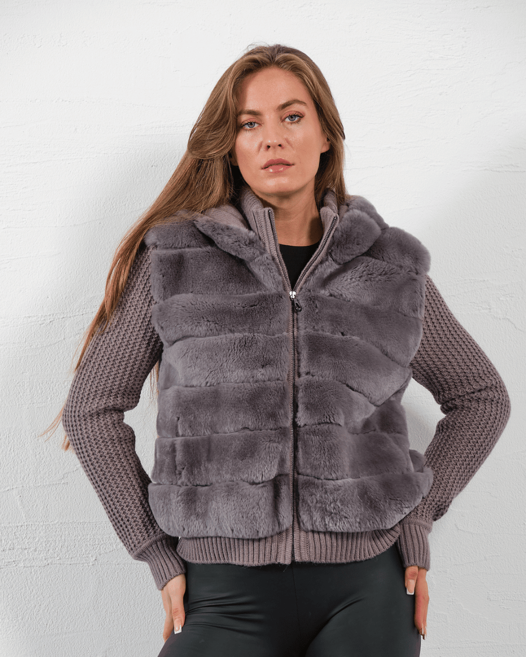 Steel Gray Knitwear Hooded