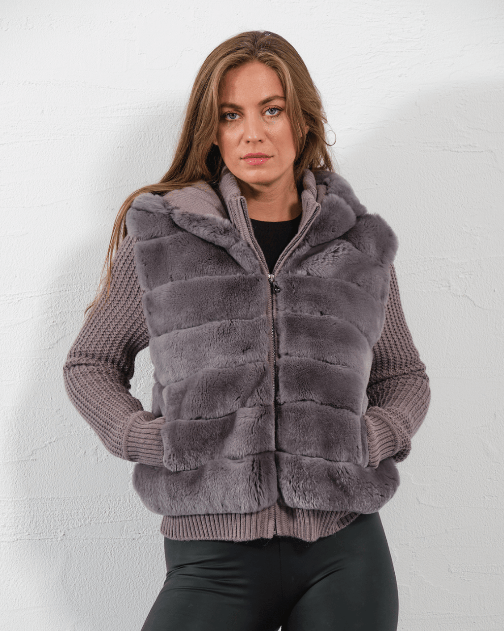 Steel Gray Knitwear Hooded