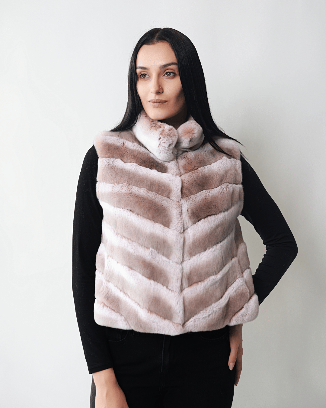 Beige Vest With Leather