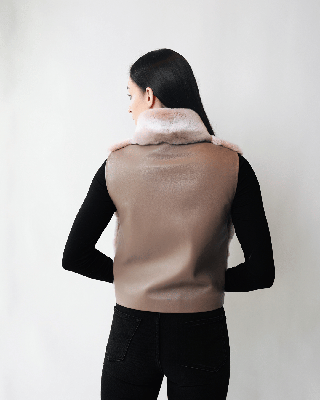 Beige Vest With Leather