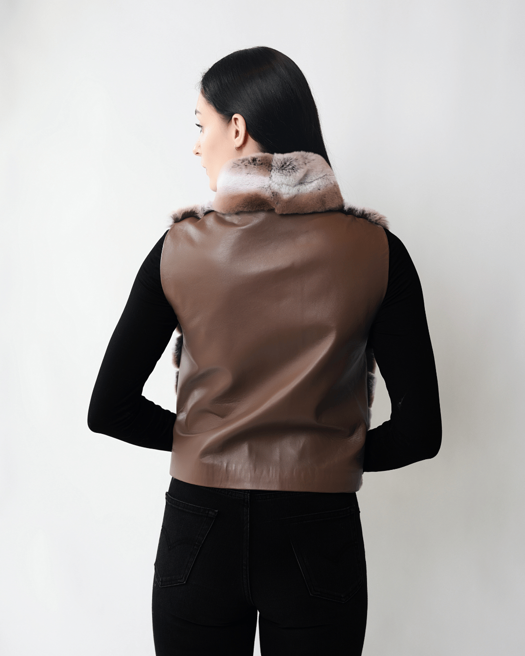 Brown Vest With Leather