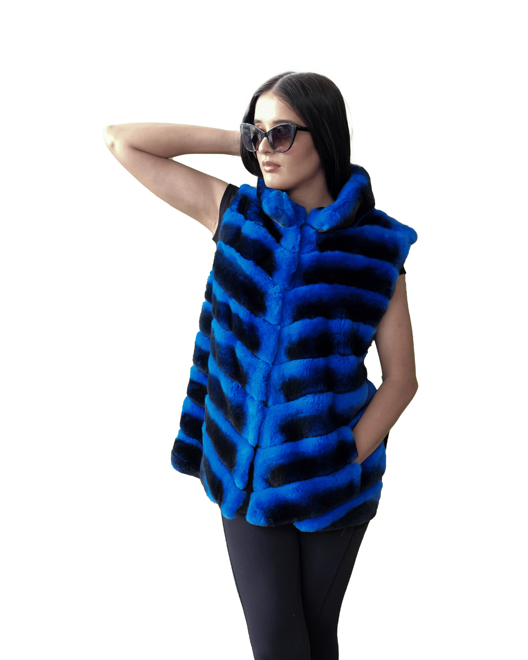Electric Blue Vest With Suede