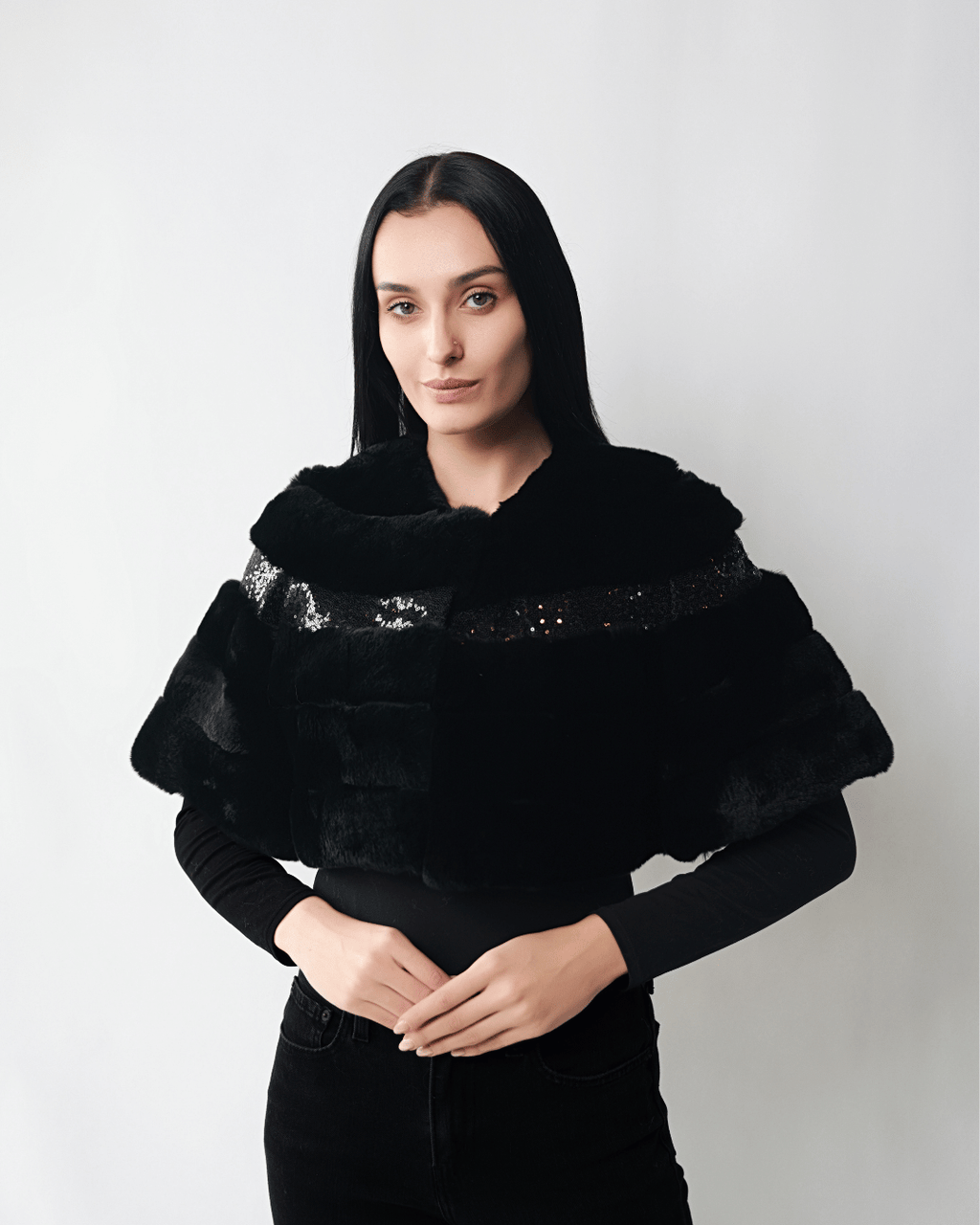 Black Short Bolero with Sequins