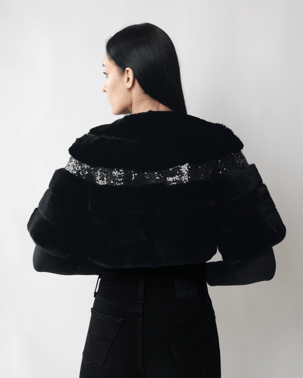 Black Short Bolero with Sequins