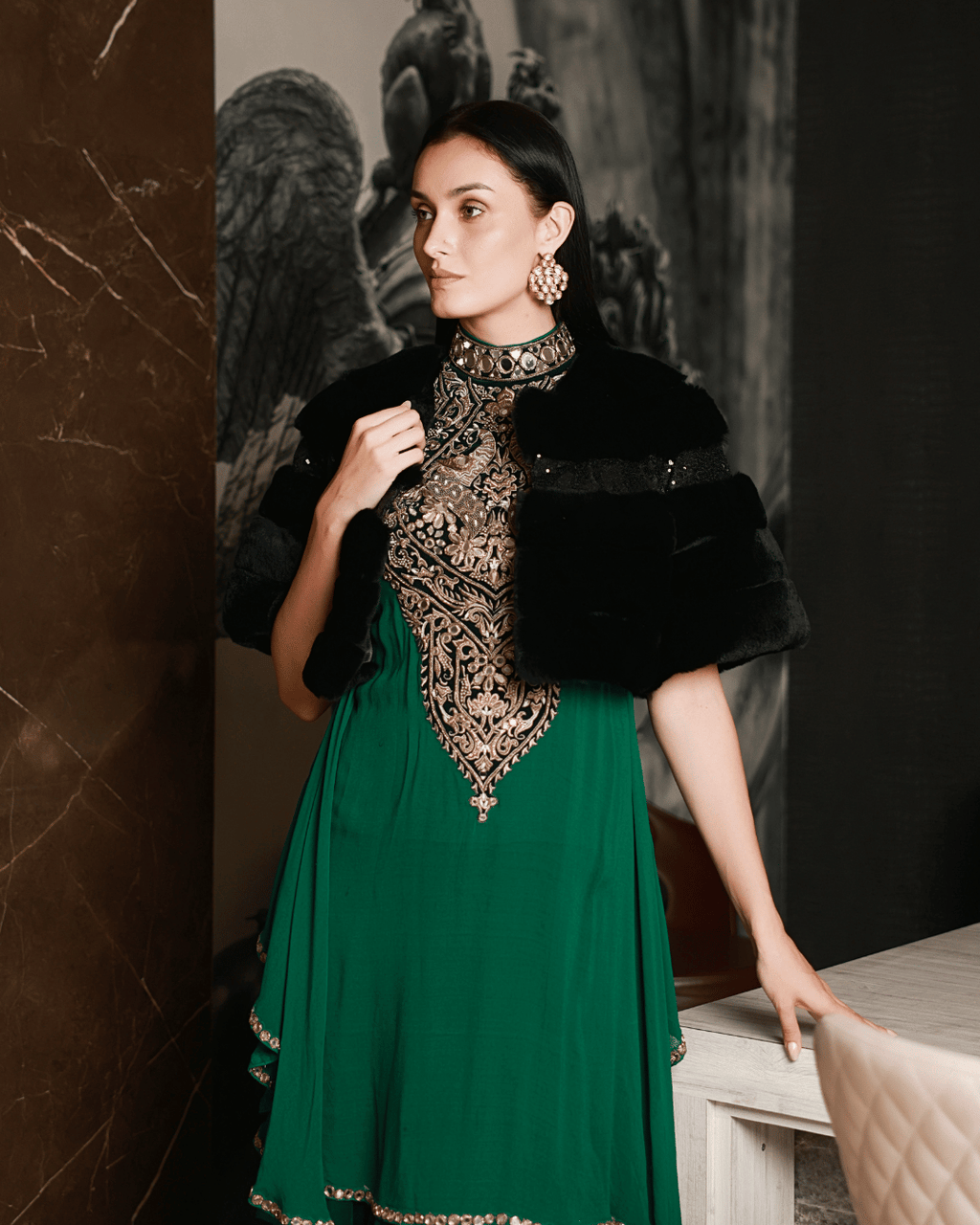 Black Short Bolero with Sequins