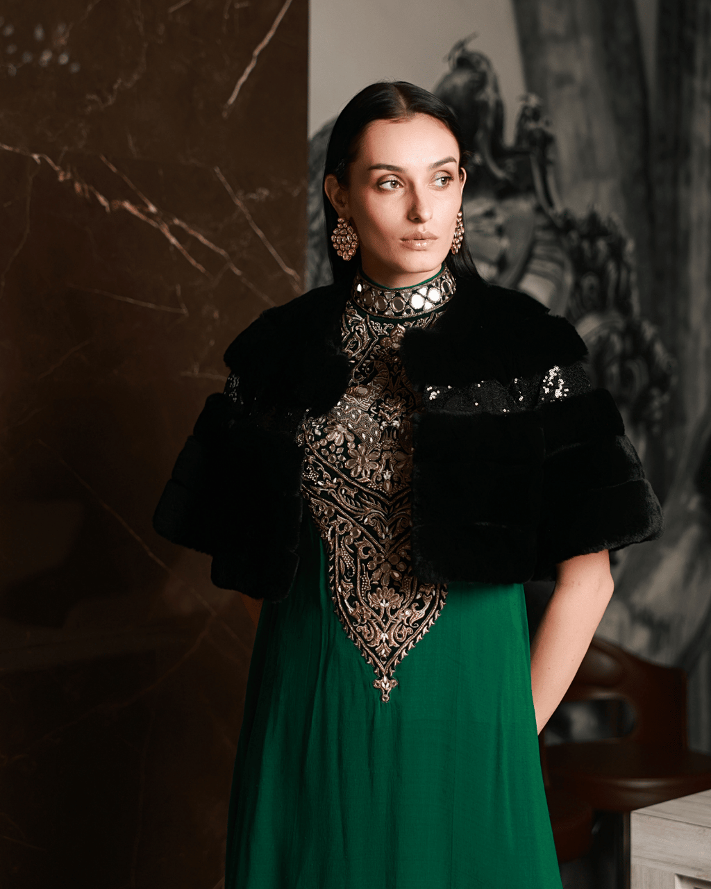 Black Short Bolero with Sequins