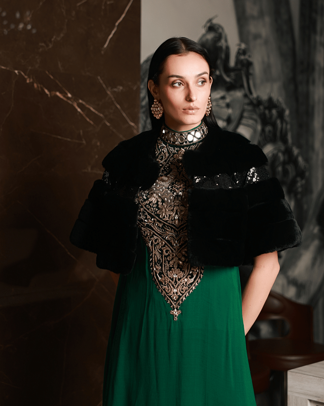 Black Short Bolero with Sequins